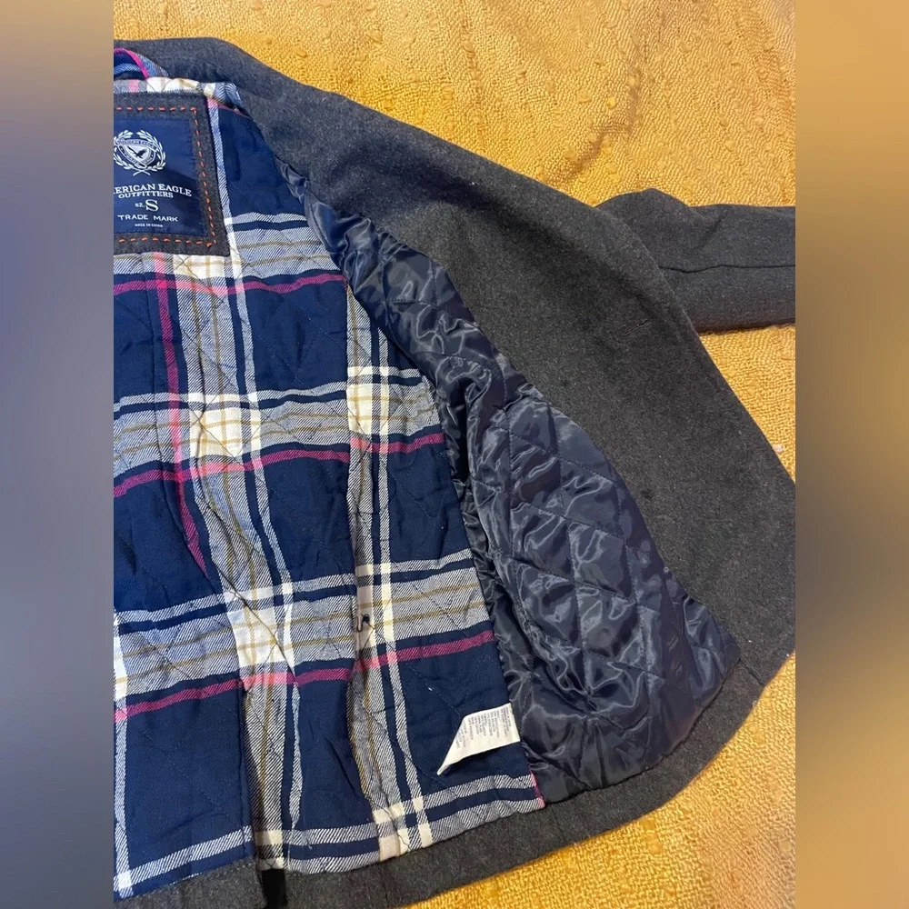 Charcoal Grey Wool Blend American Eagle Peacoat - Picture 9 of 11